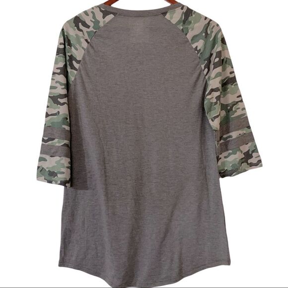 😊3/$30 Women's Syracuse 3/4 Length Camo Sleeve Top Sz Medium Rivalry Threads - Picture 5 of 6